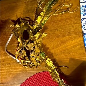 Golden Forest Masquerade Mask – Handmade Elegance